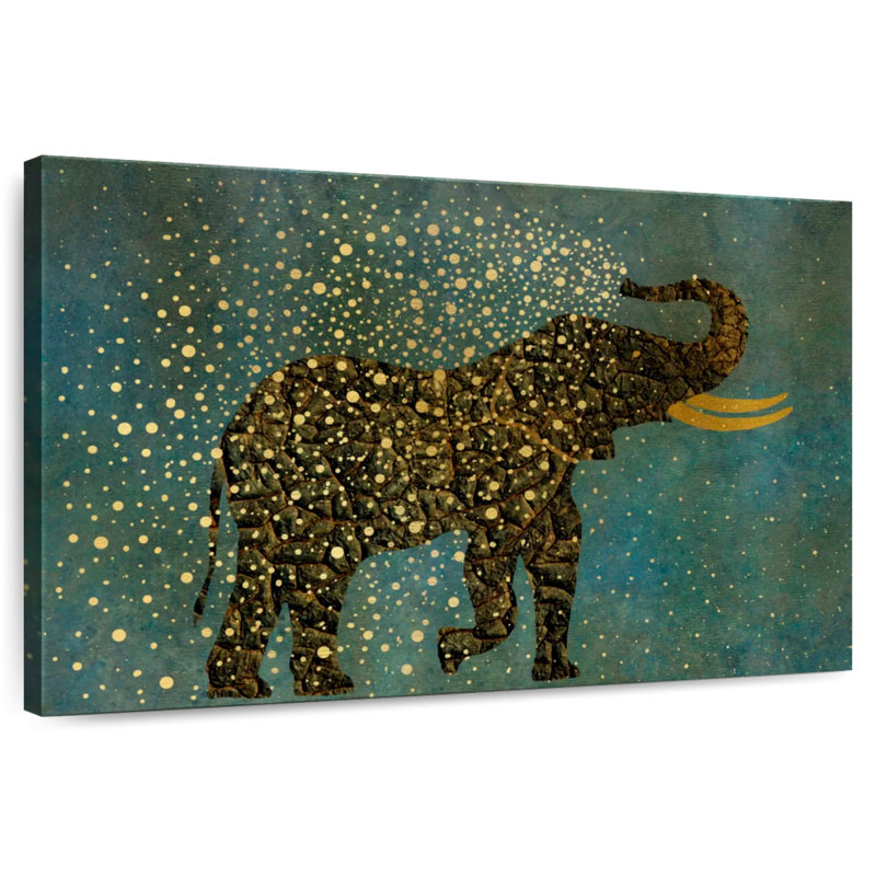 Brampt Gold Spraying Elephant, 24" H x 36" W