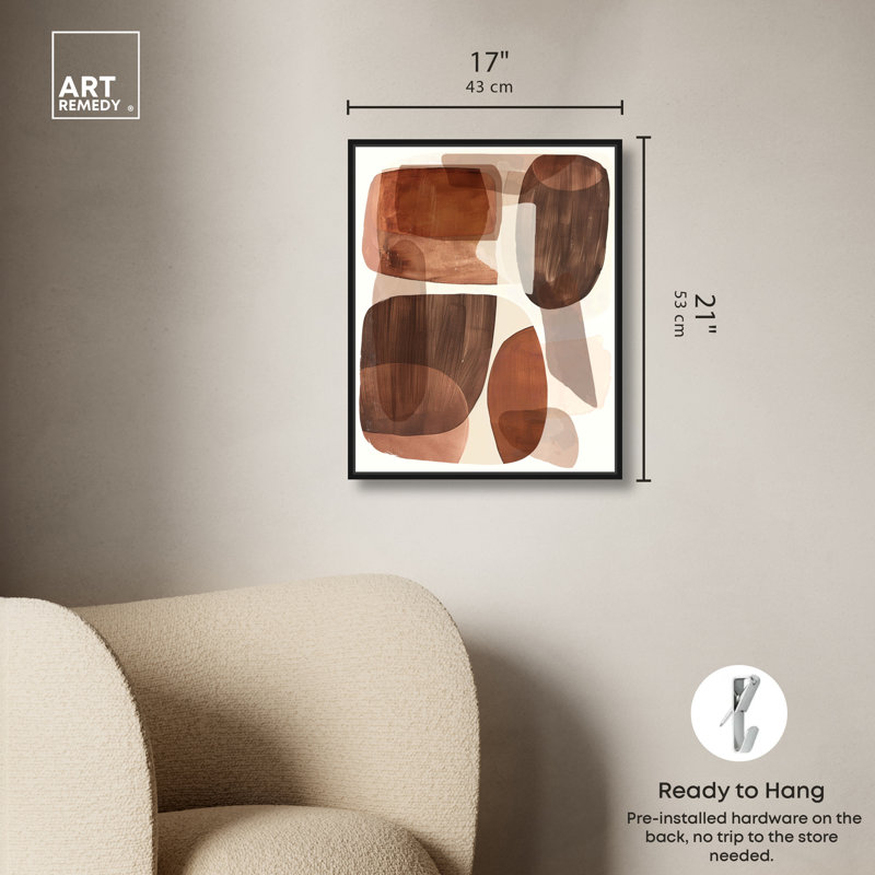 Utah Hills II Modern Earth Tone Abstracts Wall Art by Art Remedy, Black Framed, 21" H x 17" W