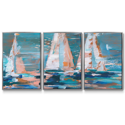 Pop Regatta II - 3 pièces, reproduction encadrée sur toile