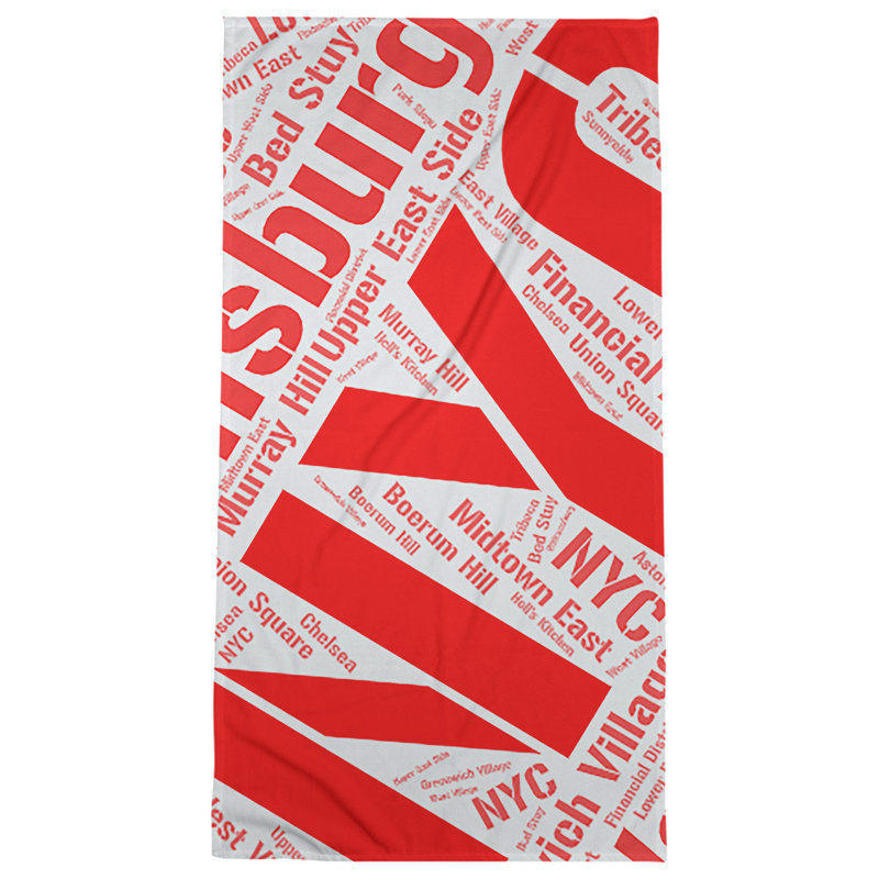 Bath Towel, Red, Microfiber, New York