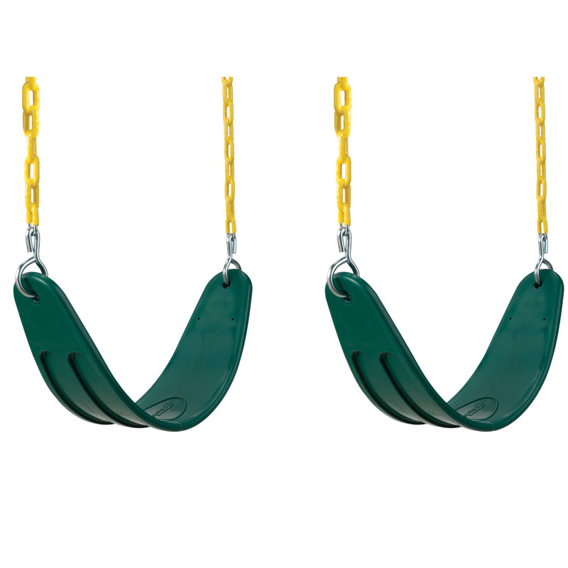 Heavy Duty 2-Piece Swing Seats with Chains, Supports up to 250 lbs (each) - Green, Green