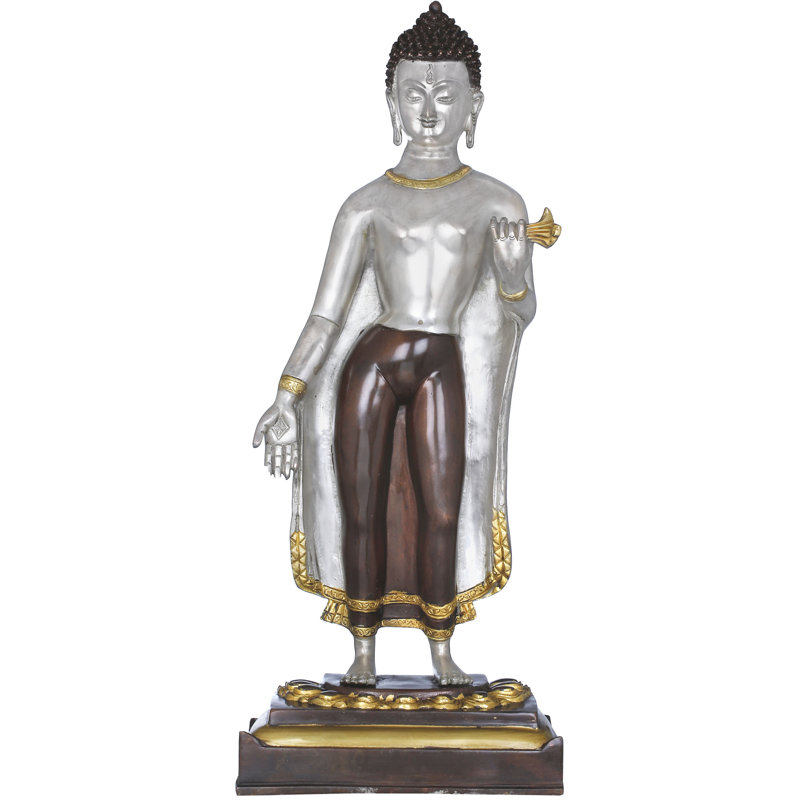 Statue de Bouddha debout, Brun / Argenté