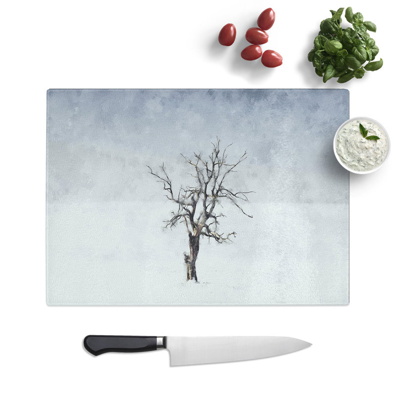 Tempered Glass Winter Tree Painting Chopping Board, 28.5 cm x 39 cm