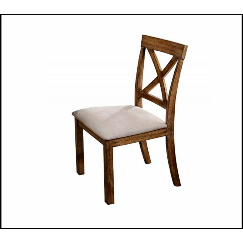 Ensemble de 2 chaises de salle à manger en chêne antique avec dossier ouvert en X et coussin rembourré