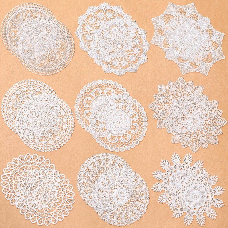 Vintage Handmade Cotton Lace Doilies Set of 18,6" Round White Crochet Table Mats for Cups Vases Wedding Party DIY Projects