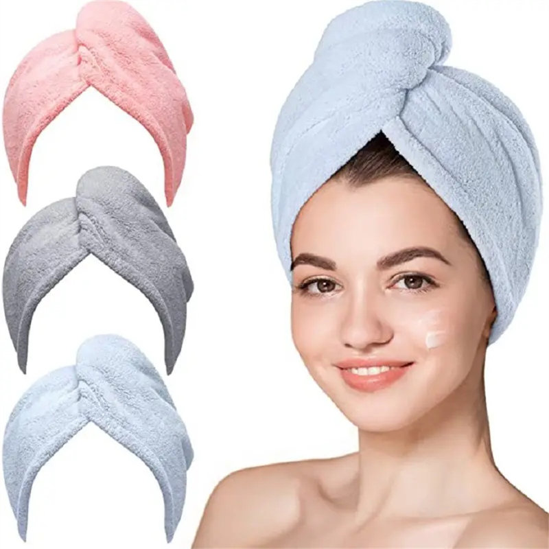 3-Pack Microfiber Hair Towels – Super Absorbent & Fast Drying Hair Wraps