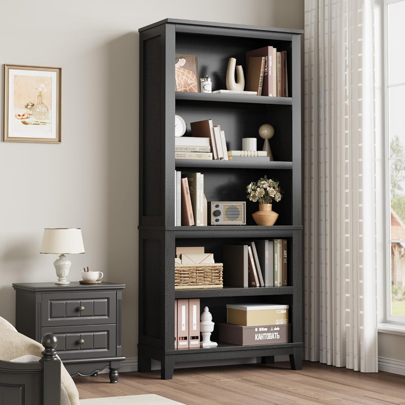 Bibliothèque de campagne 71 "avec tablettes réglables - Bibliothèque rustique à 5 niveaux pour le salon, le bureau et la bibliothèque, largeur 31,5"