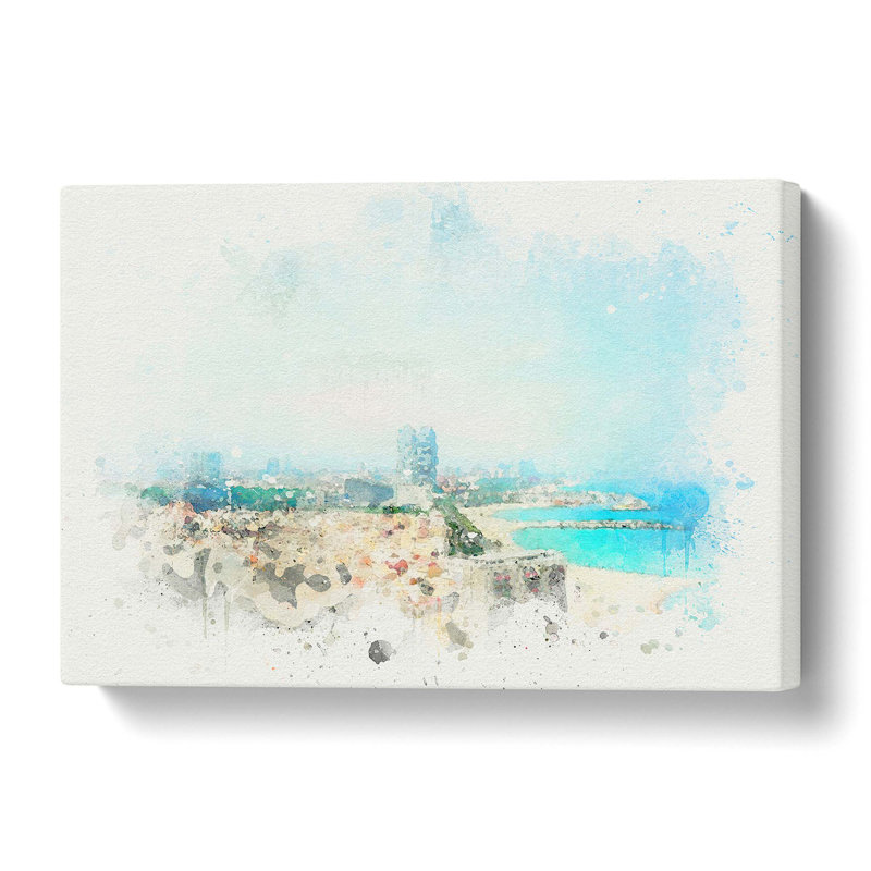The Barcelona Skyline In Spain In Abstract - No Frame - Wrapped Canvas, 40 cm H x 60 cm W