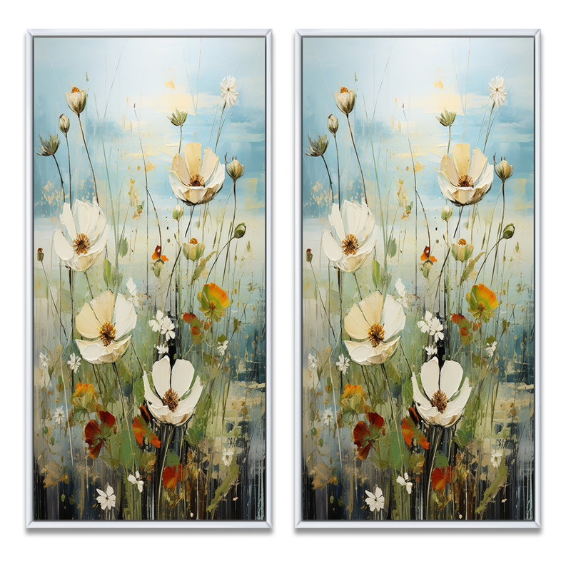 «Meadow Tranquil Bliss Mute» 2 pièces, Cadre blanc, H 20 po x l 24 po