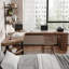 Bureau en bois massif en forme de L brun noisette-196377873-196377874