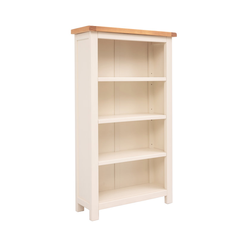 Venice 120cm H Standard Bookcase, (4 Shelves) 120cm H x 70cm W x 25cm D, White/Light Top