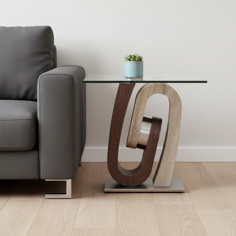 Table de bout carrée 23 po, Blanc / Gris