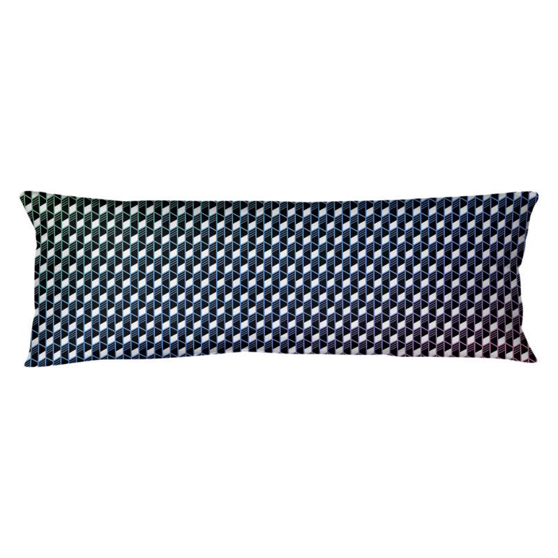 Coussin lombaire géométrique, Bourre en polyester, Bleu vert / rose