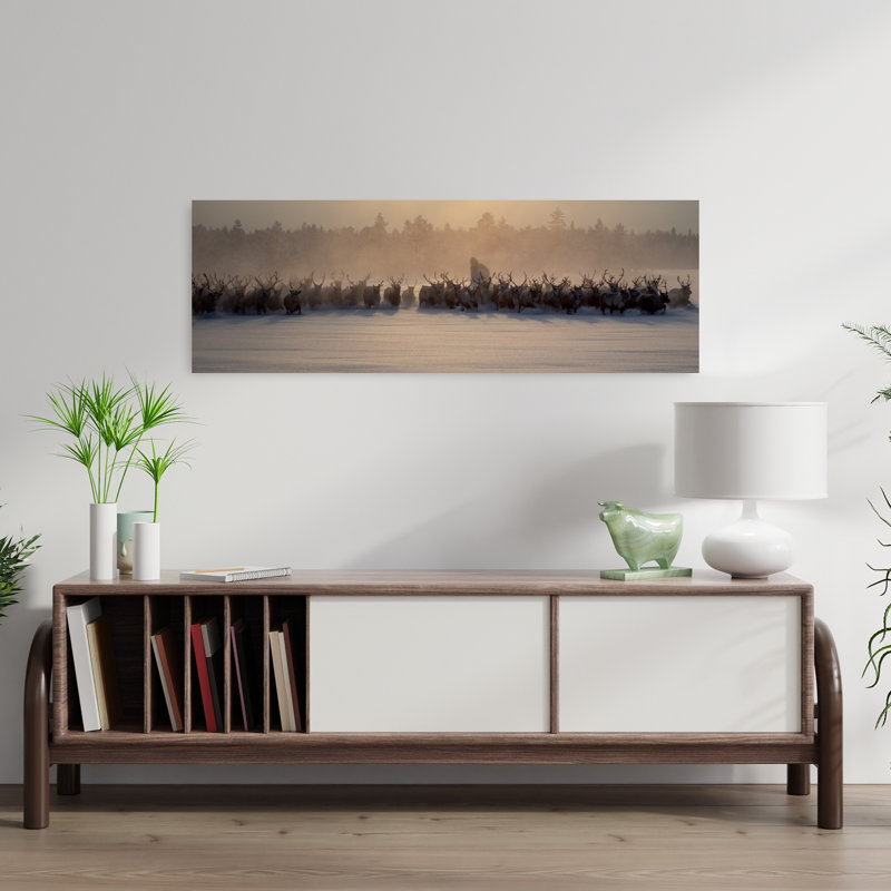 Misty Reindeer Run, 12" H x 36" W