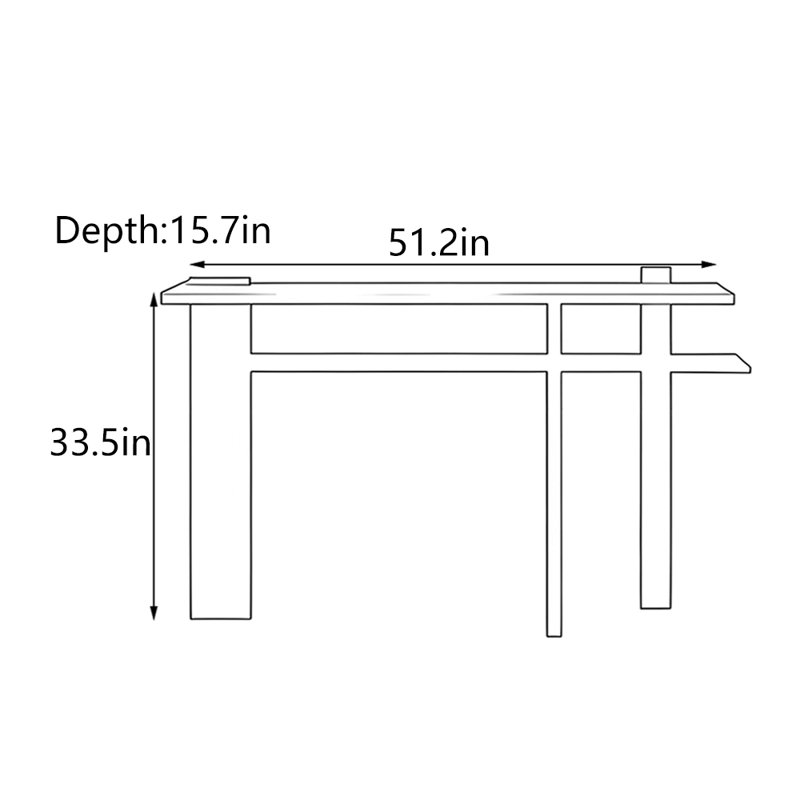 Mid-Century Modern Oak Black Console Table, 33.5" H x 51.2" W x 15.7" D