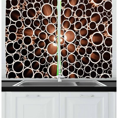 2 Piece Round Pipes in 3D Style Construction Theme Modern Circles Print Kitchen Curtain -  East Urban Home, 9C992E83597B4A948FB120E6F69C81E1