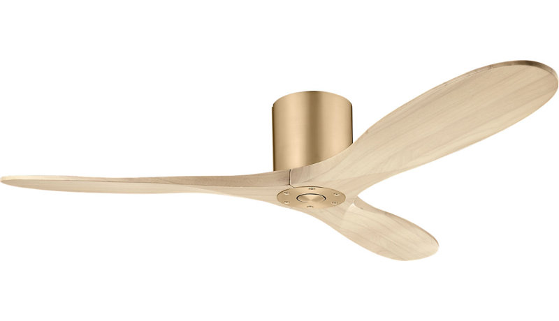 Maverick Smart Hugger Ceiling Fan, Washed White Oak, Burnished Brass, 52" Wide