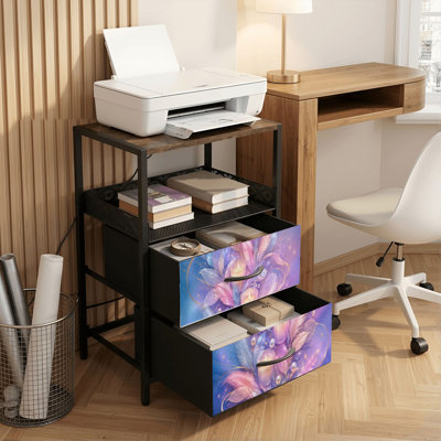 Table de chevet 2 tiroirs avec station de charge, table de chevet pour chambre à coucher avec ports USB, tablette ouverte noire, table de chevet avec arrangement de bougies éthéré
