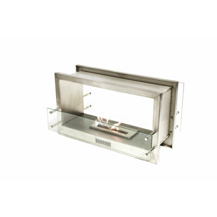 38'' W Stainless Steel Ethanol Fireplace Insert