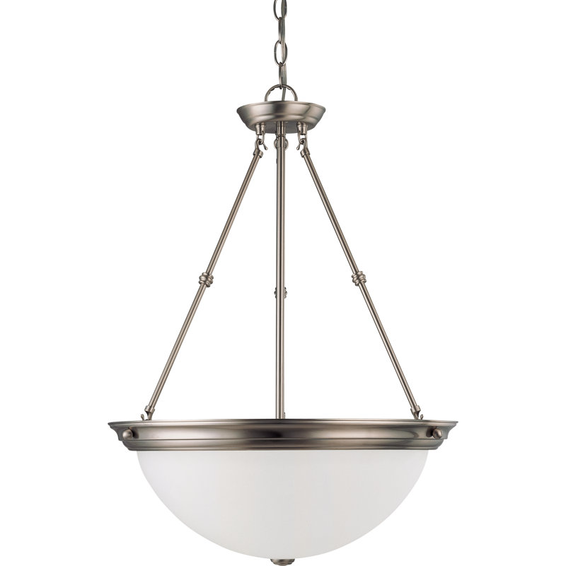 Caffey 3 - Light Unique/Statement Pendant, 23" H x 15" W, Brushed Nickel / White, No / 60