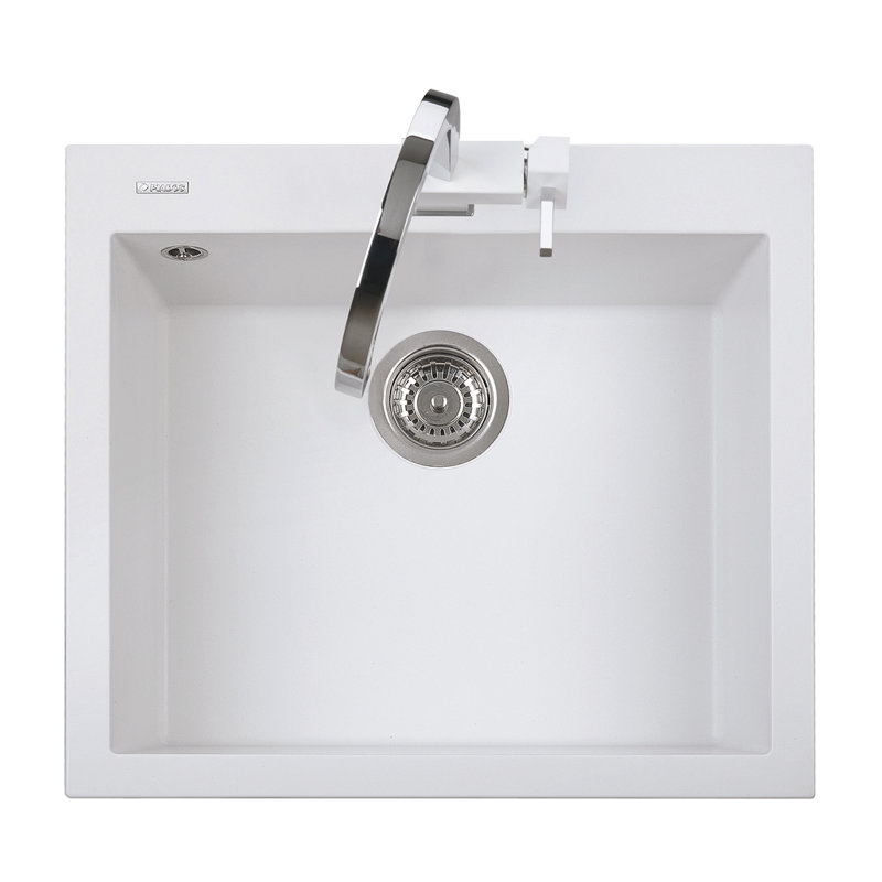 Belfry Kitchen Bo 450mm W Single Bowl Granite Kitchen Sink, Polar White