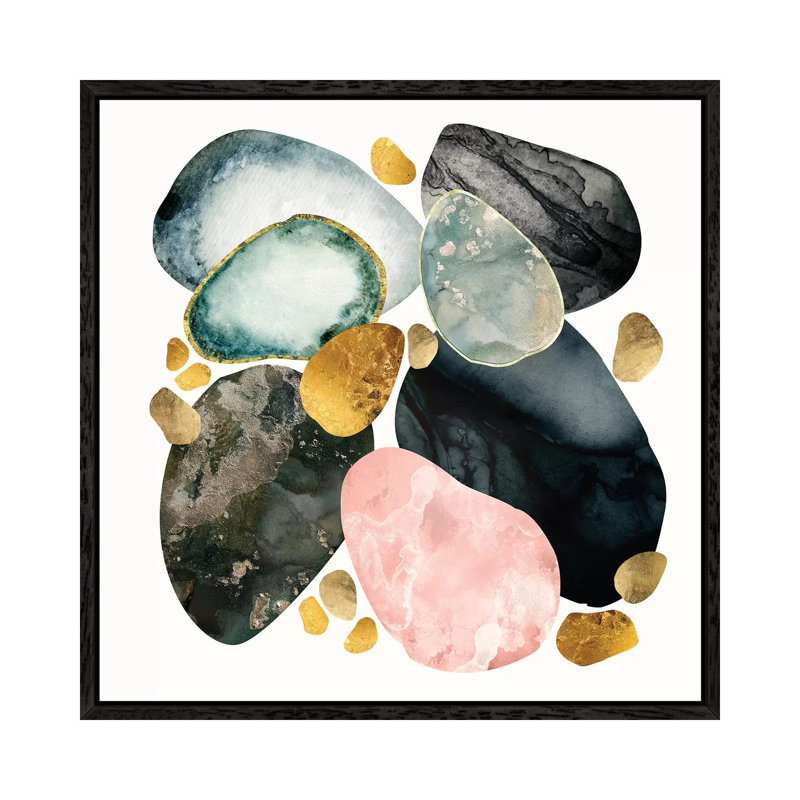 Pebble Abstract - Print on Canvas, Black Framed, 93.98 cm H x 93.98 cm W