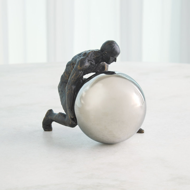 Boulder Man-Bronze W/Nickel Sphere