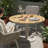 Orsa 48" Round Solid Teak Outdoor Dining Table with Modern Pedestal Base - Weather-Resistant Patio Table for 4