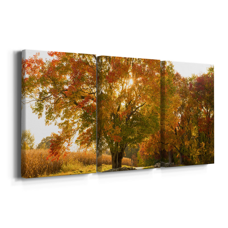 «Maple Tree Drive» - Toile tendue avec châssis de qualité supérieure - Prêt à être accroché, H 12 po x l 24 po x P 1 po
