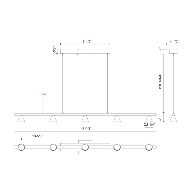 Elegante 47'' Brushed Nickel LED Kitchen Island Linear Pendant