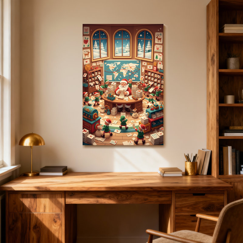 Noël, père Noël, atelier, lutins, écriture, lettres, H 18 po x l 12 po