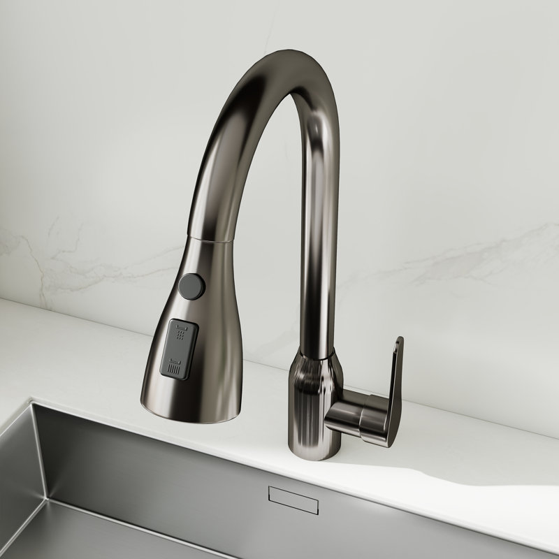 Single Handle Pull Down Kitchen Faucet, Gun Gray