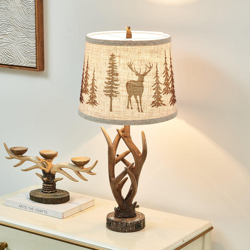 Hilderbrand Touch Farmhouse Rustic Resin USB Table Lamp With Bulbs