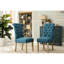 Chaise de salle à manger bleue, bois massif - chaise 2 pièces au design élégant, aspect attrayant