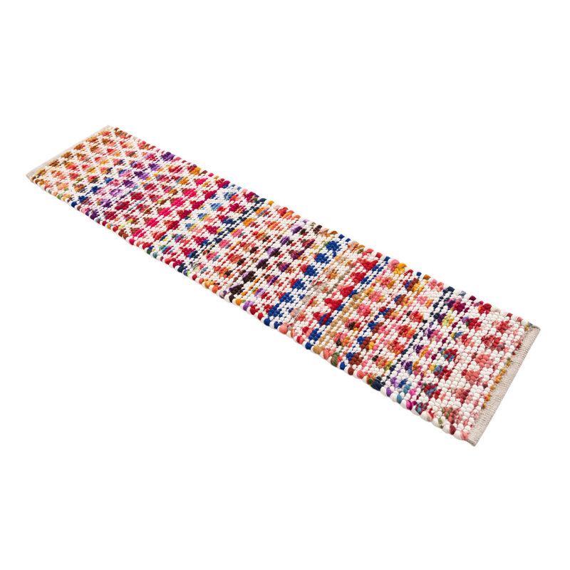 Tapis rose / jaune tressé à la main Marcantel, Chemin de table 1 pi 2 po x 8 pi