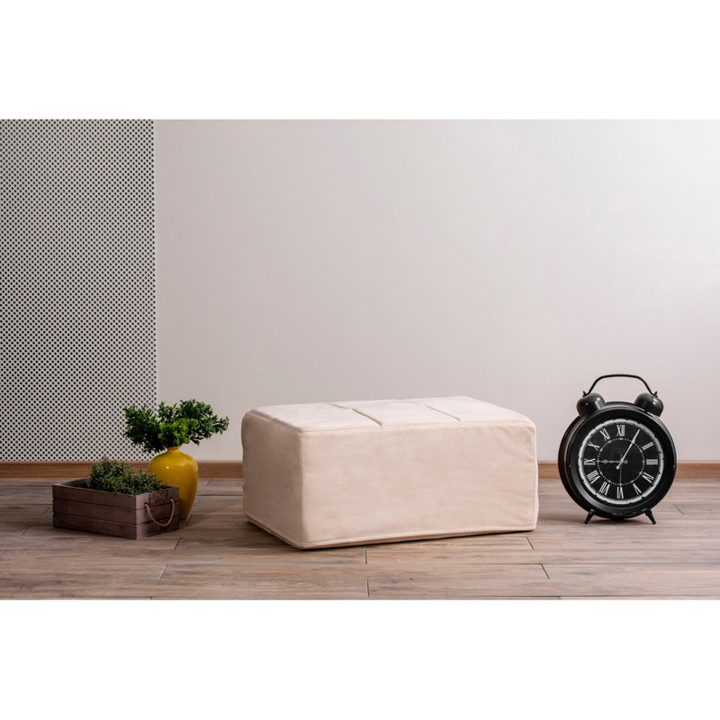 Repose-pieds rectangulaire de 35,4 po de largeur, 100 % polyester crème