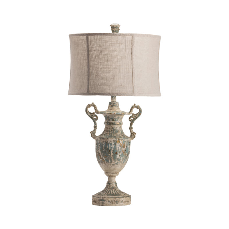 33" Resin Table Lamp With Cream Shade