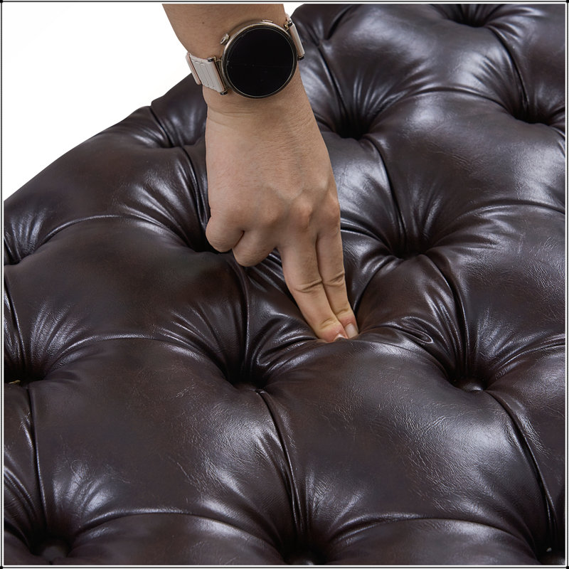 Repose-pieds modulaire rembourré en similicuir avec capitonnage à boutons fait à la main, combinaison multiple pour le salon, brun foncé