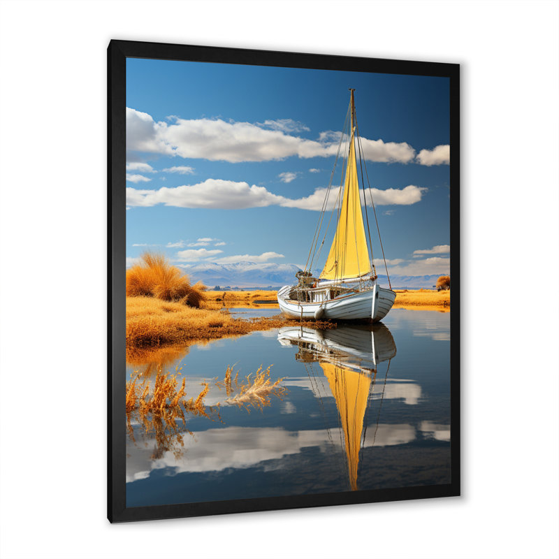 Impression sur toile Dinnington Boat Sailing On The I, Cadre photo noir, H 32 po x l 16 po x P 1 po