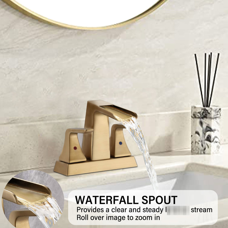 Robinet cascade de lavabo pour salle de bain 4 pouces brossé doré - conception à deux poignées pour un réglage en douceur de l'eau et de la température Fabrication en laiton massif