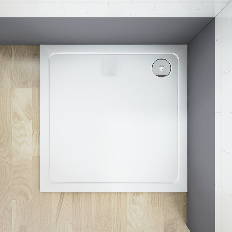 Gisele Stone Shower Tray- White, 30mm H x 760mm W x 760mm D