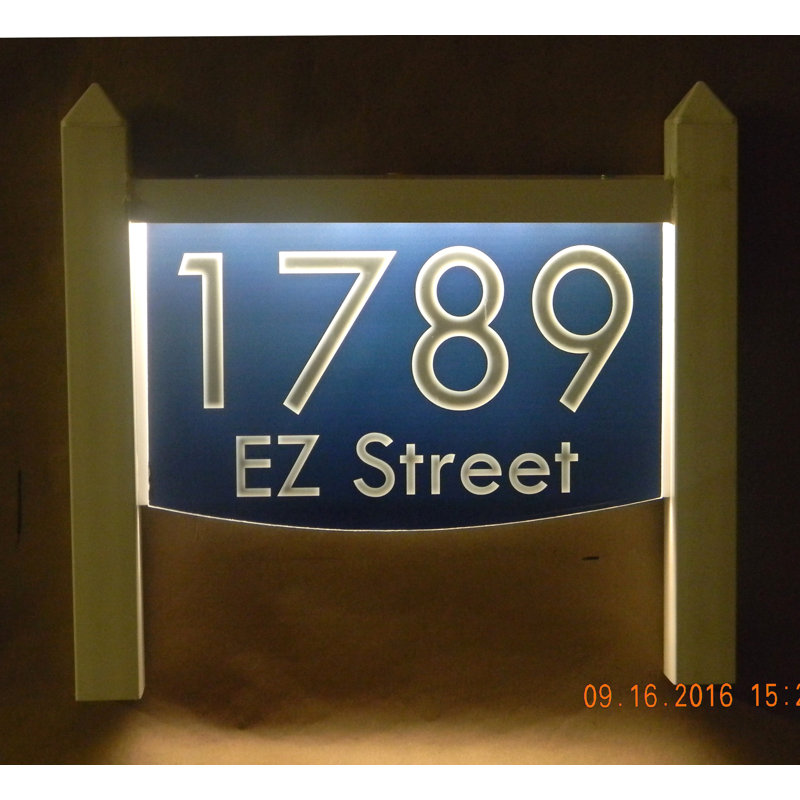 Plaque d'adresse sur 2 lignes pour pelouse, Bleu, Oui