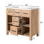 Meuble-lavabo 36 po avec lavabo SMC, 2 tiroirs, tablettes réglables, tablette ouverte, pieds en bois massif