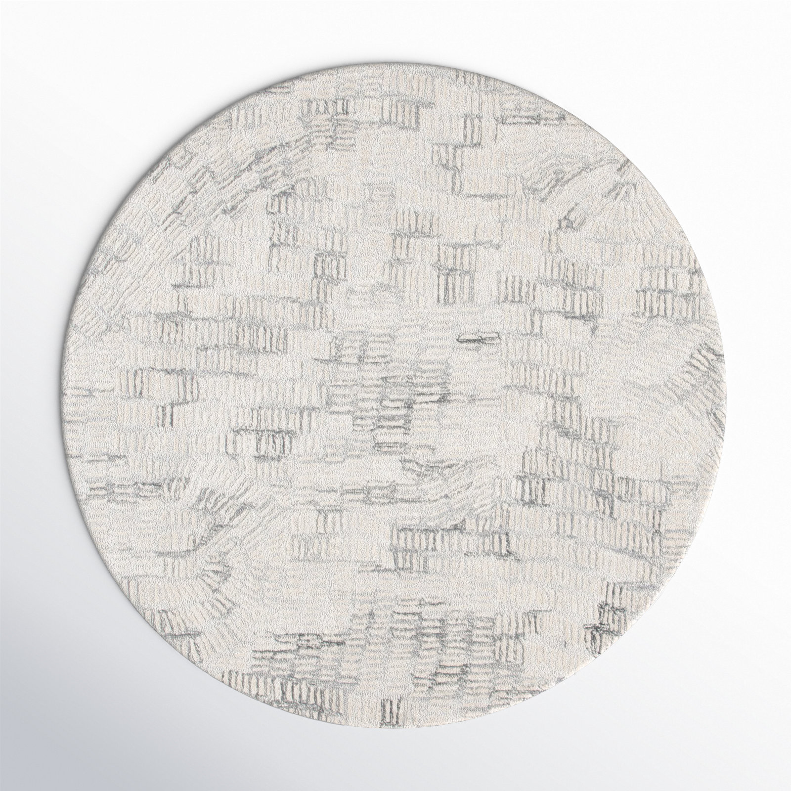 Audrina Gray Ivory Hand-Tufted Abstract Rug, Round 6'