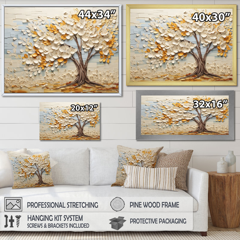 Minimalisme américain Basswood Tree IV - arbre, décoration murale, H 12 po x l 20 po x P 1 po, Cadre d'angle fermé noir