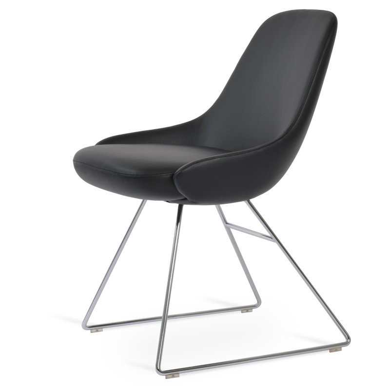 Chaise salle à manger en fil Gazel, Noir, Similicuir os