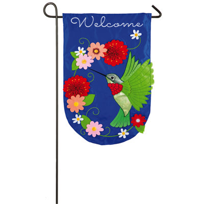 En polyester à 2 côtés 18 x 13 po hummingbird drapeau de jardin