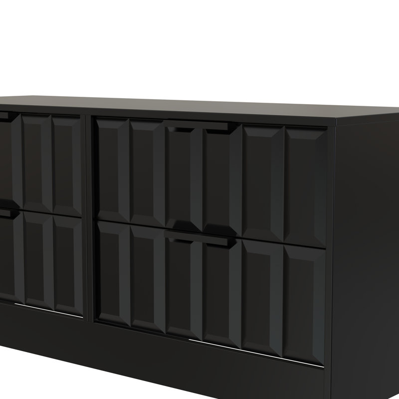 Besian 115cm W 4 - Drawer Chest of Drawers, Deep Black/Black Matt