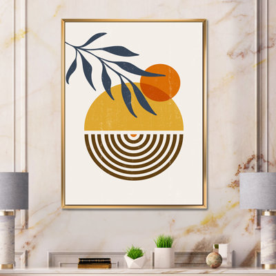 Botanical Minimalist Leaf with Abstract Shapes IV - Photographie à cadre flottant sur toile