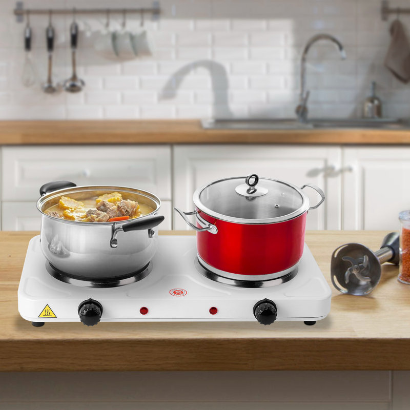 2000W Countertop Double Burner Electric Hot Plate with 5-Stage Temperature Control